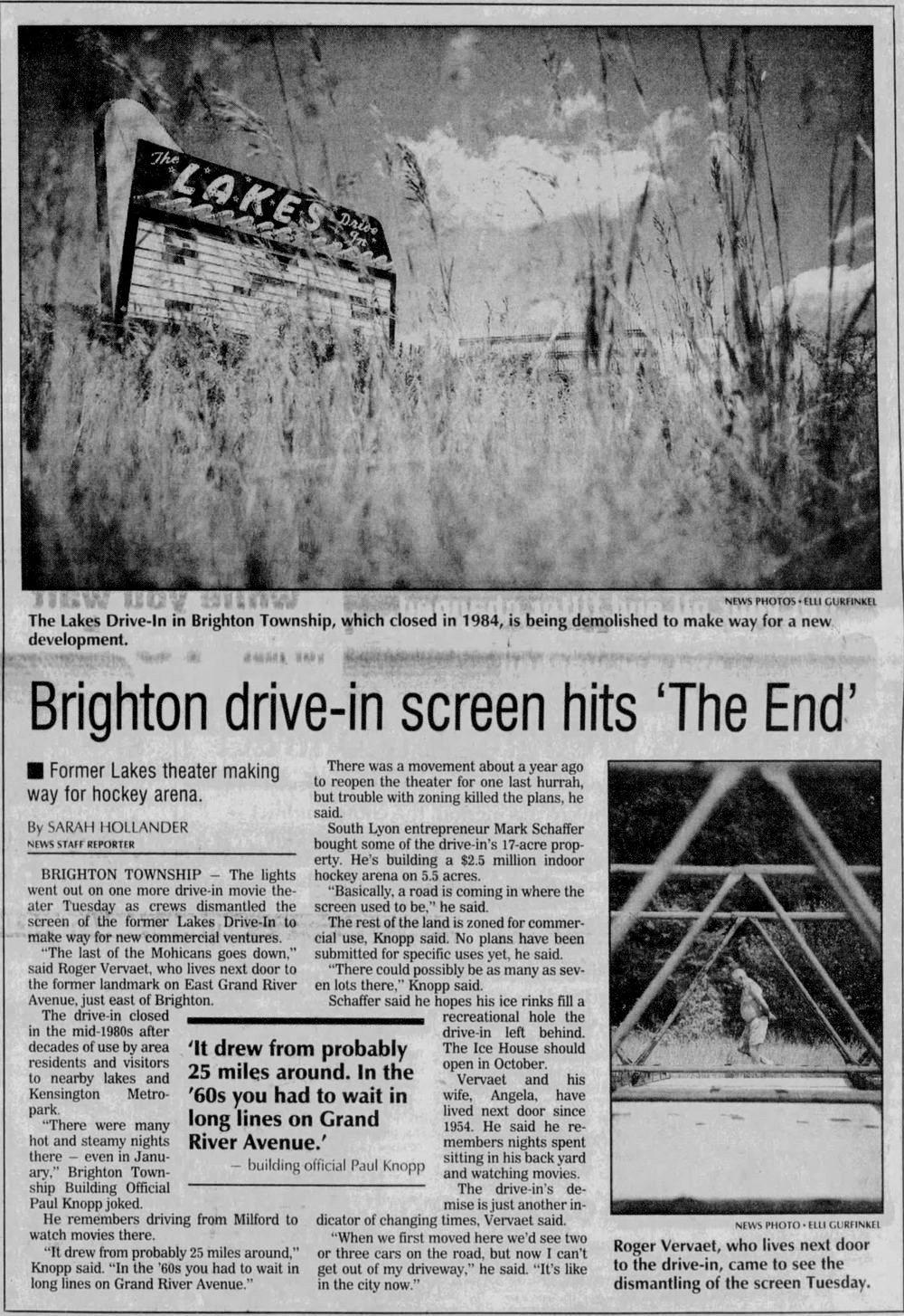 The Ann Arbor News June 1999 Lakes Drive-In Theatre, Brighton